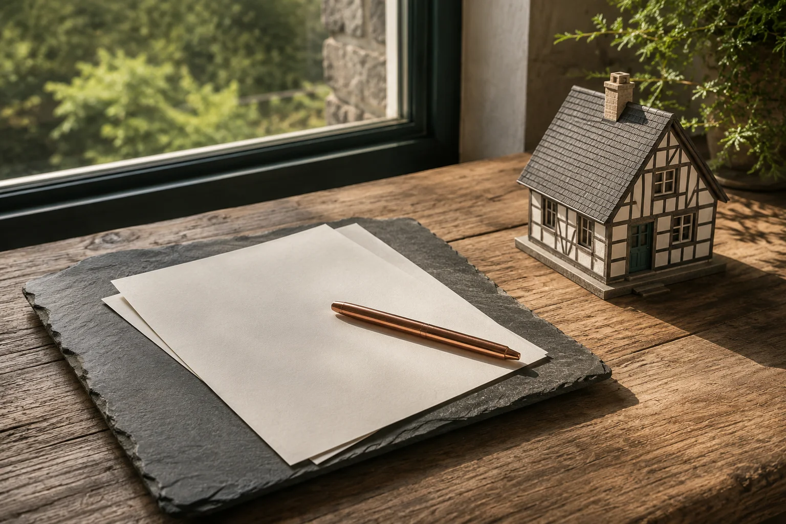KI-generierte, symbolische Bildkomposition zum Thema immobilienwert ermitteln